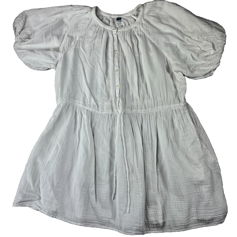 Old Navy Waist-Defined Puff-Sleeve Mini Poet Dress White Gauzy Women's 2X